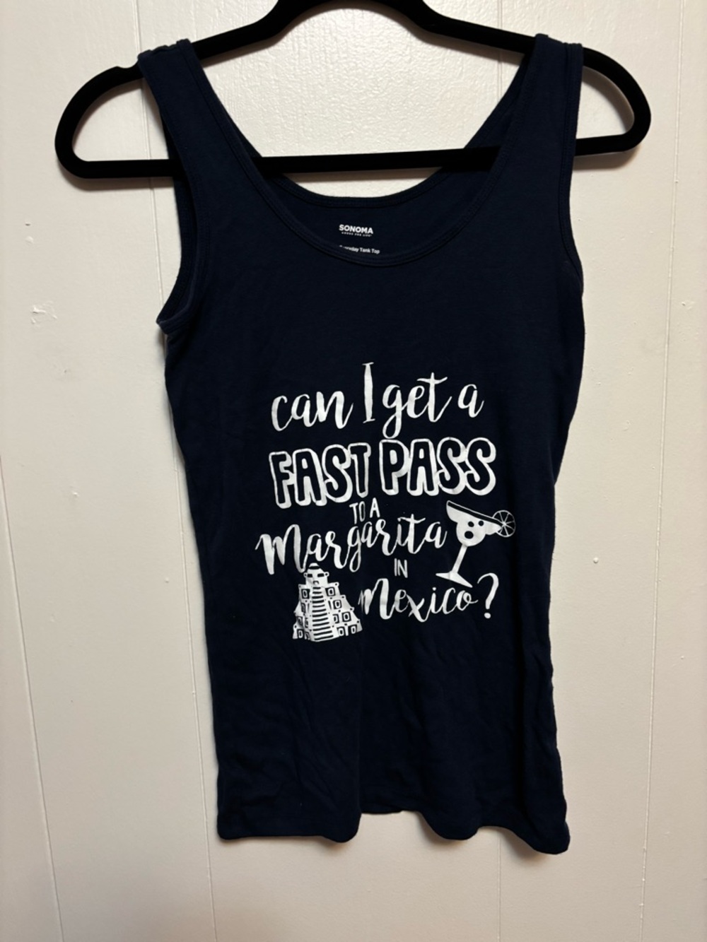 Sonoma Navy Tank Top with White Margarita Graphic